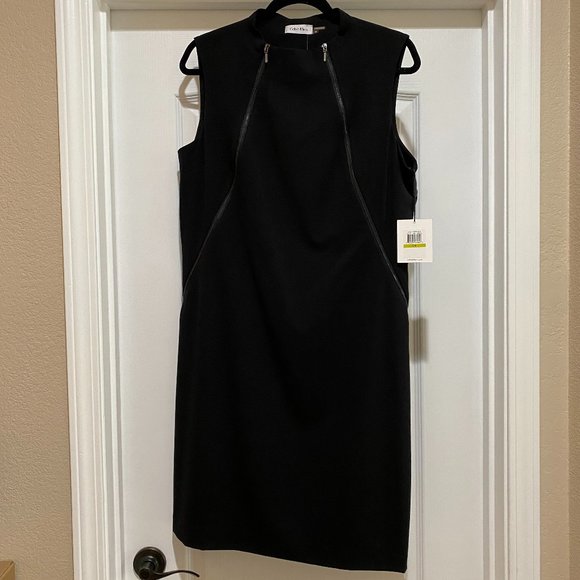 Calvin Klein NWT Black Sleeveless Sleeth Dress w front zippers size 14 - Picture 2 of 8